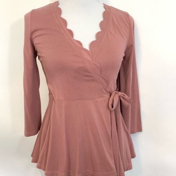 Anthropologie Scalloped Wrap Top - Picture 2 of 3